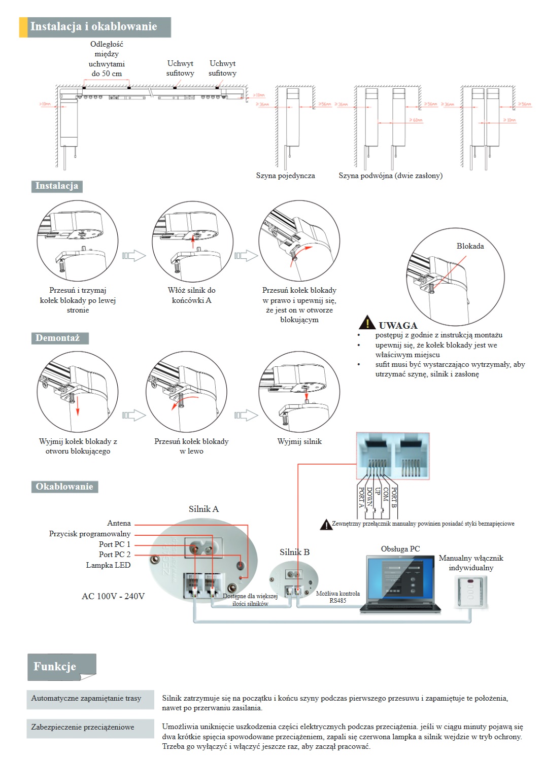 instalacja karnisz elektyczny electra zegar